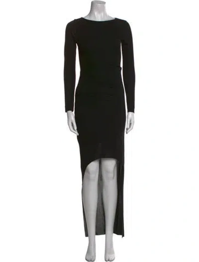 Pre-owned Allsaints Bateau Neckline Midi Length Dress In Black