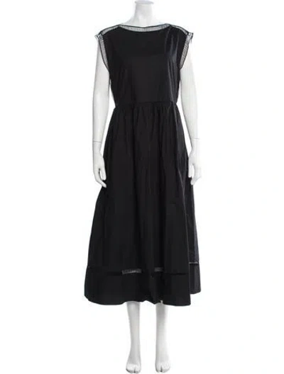 Pre-owned Allsaints Bateau Neckline Midi Length Dress In Black