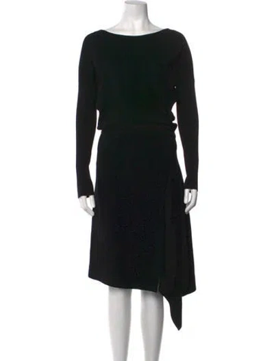 Pre-owned Allsaints Bateau Neckline Midi Length Dress In Black