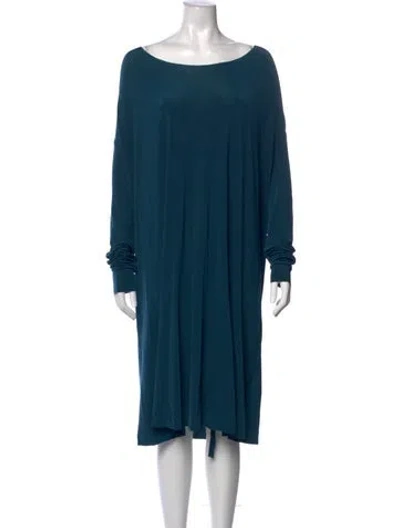 Pre-owned Allsaints Bateau Neckline Midi Length Dress In Blue