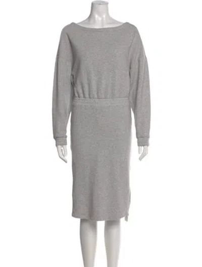 Pre-owned Allsaints Bateau Neckline Midi Length Dress In Gray