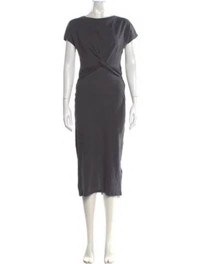 Pre-owned Allsaints Bateau Neckline Midi Length Dress In Gray