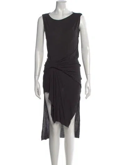Pre-owned Allsaints Bateau Neckline Midi Length Dress In Gray