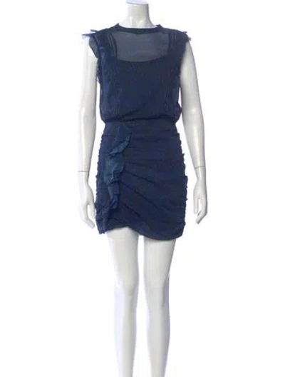 Pre-owned Allsaints Bateau Neckline Mini Dress In Blue