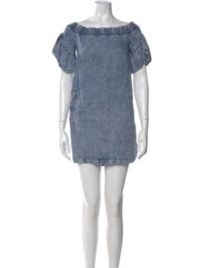 Pre-owned Allsaints Bateau Neckline Mini Dress In Blue
