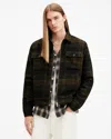 Allsaints Bauhaus Plaid Fleece Lined Flannel Zip Jacket In Jet Black