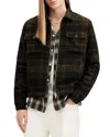 Allsaints Bauhaus Plaid Fleece Lined Flannel Zip Jacket In Jet Black