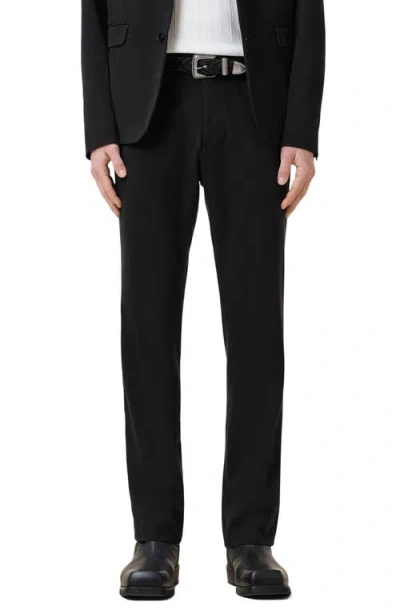 Allsaints Bay Flat Front Cotton Pants In Black