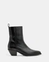Allsaints Bazely Pointed Toe Leather Boots In Black Shine