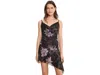 Allsaints Polyester Bea Asymmetric Mesh Mini Dress In Black