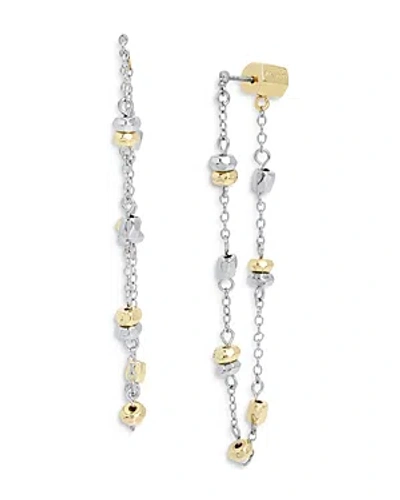 Allsaints Beaded Chain Front To Back Earrings In Silver/gold