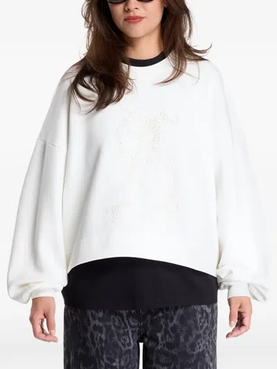 Allsaints Bead-embellished Sweatshirt In White