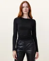 Allsaints Bec Long Sleeve Slim Ramskull T-shirt In Black