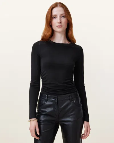 Allsaints Bec Long Sleeve Slim Ramskull T-shirt In Black