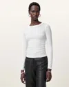 Allsaints Bec Long Sleeve Slim Ramskull T-shirt In Optic White