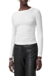 Allsaints Bec Long Sleeve Slim Ramskull T-shirt In Optic White
