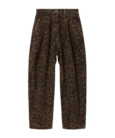 Allsaints Becca Barrel Leg Denim Trousers In Brown