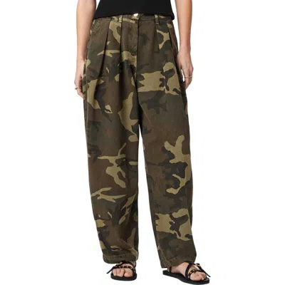 Allsaints Cotton Becca Camo Denim Barrel Leg Trousers In Multi