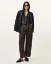 Allsaints Womens Leopard Brown Becca Leopard-print Denim Trousers In Leopard Brown