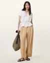Allsaints Becca Oversized Trousers In Camel Brown