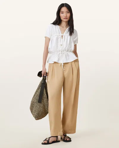 Allsaints Becca Oversized Trousers In Camel Brown