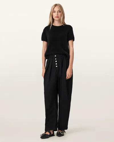 ALLSAINTS LYOCELL/COTTON BECCA PLEATED BARREL LEG TROUSERS