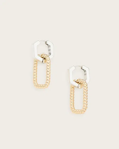 Allsaints Beck Link Drop Earrings In Gold Mix