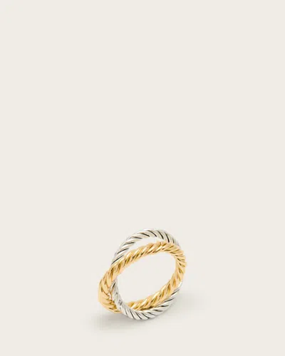 Allsaints Beck Rope Ring Set In Gold Mix