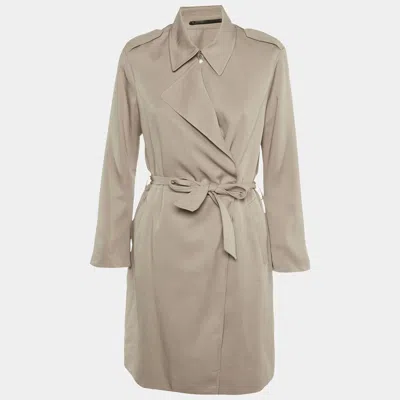 Allsaints Beige Linen Belted Coat In Brown