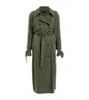 Allsaints Womens Grape Leaf Gre Linnie Belted Woven Trench Coat In Green
