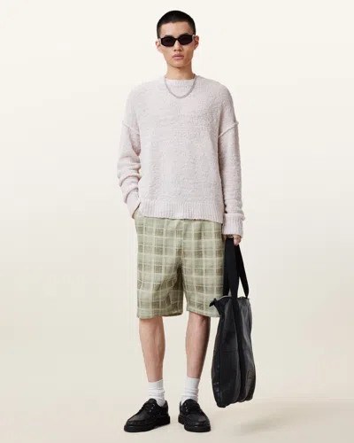 Allsaints Benji Checked Sweat Shorts In Dusty Light Brown