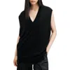 Allsaints Bern Merino Wool V-neck Tank Top In Black