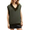 Allsaints Bern Merino Wool V-neck Tank Top In Tarmac Green