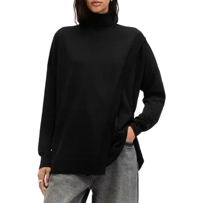 Allsaints Bern Merino Wool Turtleneck Sweater In Black