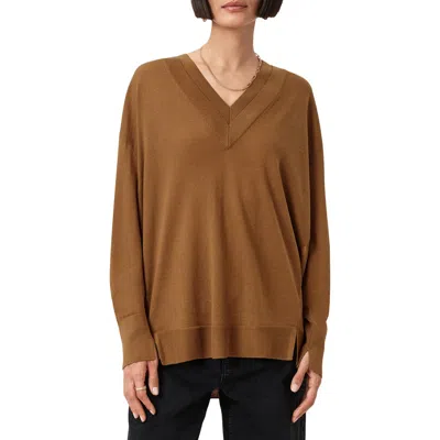 ALLSAINTS ALLSAINTS BERN PANELED V-NECK MERINO WOOL SWEATER