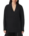 Allsaints Bern Paneled V Neck Sweater In Black