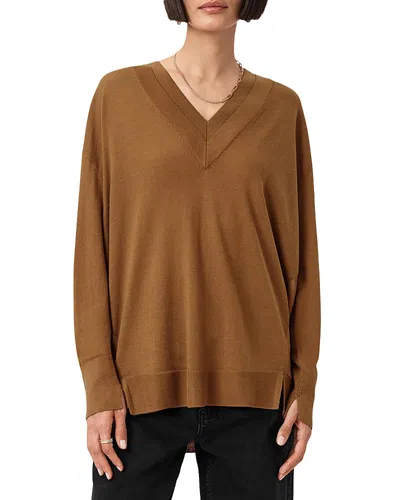 ALLSAINTS BERN PANELED V NECK SWEATER