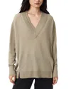 Allsaints Bern Paneled V-neck Merino Wool Sweater In Brown