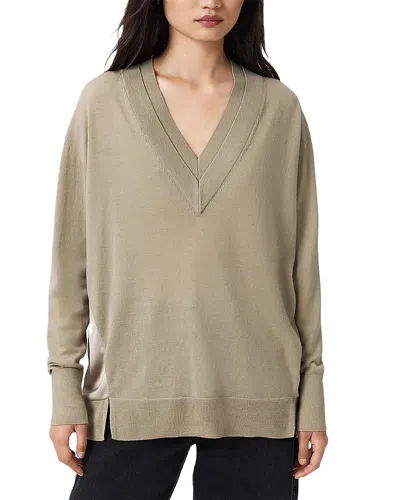 ALLSAINTS BERN PANELED V NECK SWEATER