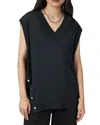 Allsaints Bern Side Snap Top In Blue
