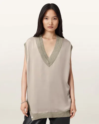 Allsaints Bern Studded Wool Tank, In White