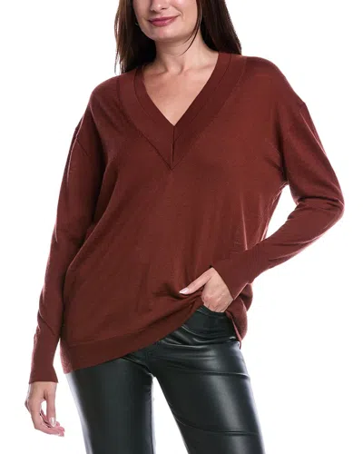 Allsaints Bern V-neck Wool Sweater In Burgundy
