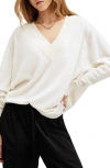 Allsaints Bern Merino Wool V-neck Jumper In Chalk White