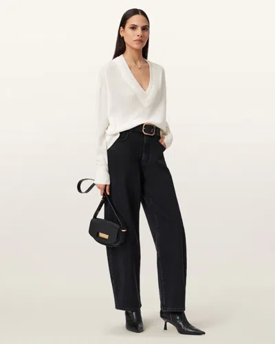 Allsaints Bern Wool V-neck Jumper In White