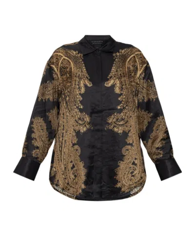 Allsaints Bernie Long-sleeved Shirt In Brown