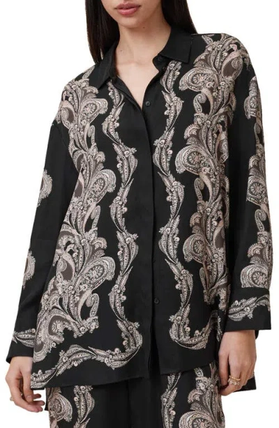 Allsaints Bernie Paisley Woven Shirt In Lita Black