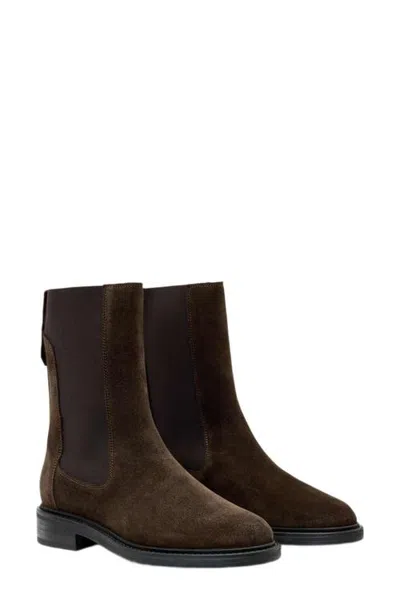 Allsaints Beryl Leather Chelsea Boot In Dark Brown Suede