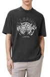 Allsaints Better Days Embroidered Cotton Graphic T-shirt In Washed Black