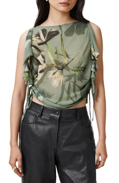 ALLSAINTS ALLSAINTS BETTIE BOTANICAL PRINT SLEEVELESS RUCHED TOP