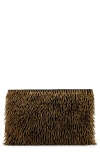 Allsaints Womens Warm Brass Bettina Bead-embellished Canvas Clutch Bag In Brown